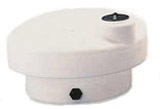 Round white plastic tank lid with an integrated vent for secure tank sealing.