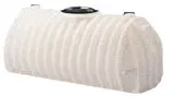 Horizontal ribbed white water tank with a black lid, designed for transport or stationary use.