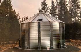 Corrugated Steel tank installed on a concrete pad